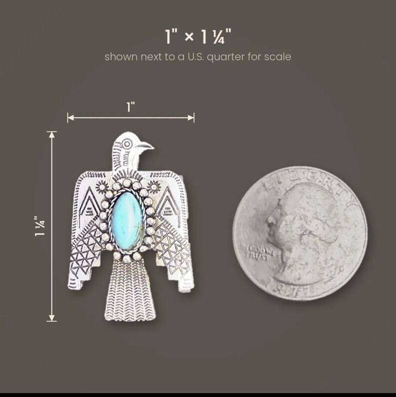 Crystal Car Air Vent Clip | Thunderbird Spirit Animal Totem | Silver w/ Turquoise | Car Protection Crystal | Gemstones Vent Clip image 4