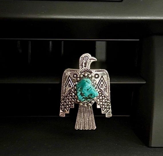 Crystal Car Air Vent Clip | Thunderbird Spirit Animal Totem | Silver w/ Turquoise | Car Protection Crystal | Gemstones Vent Clip