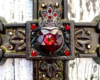 Wall Crucifix | Wall Cross With High-end Austrian Crystals | Black