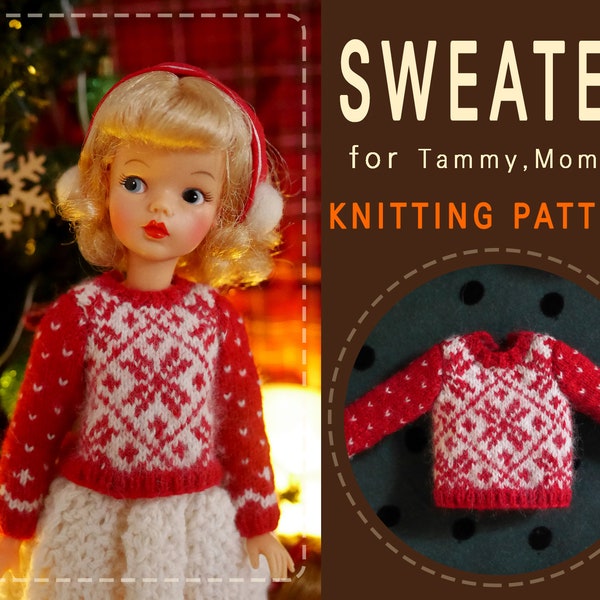 Doll Knitting Pattern of SWEATER in digital PDF format for Tammy Doll