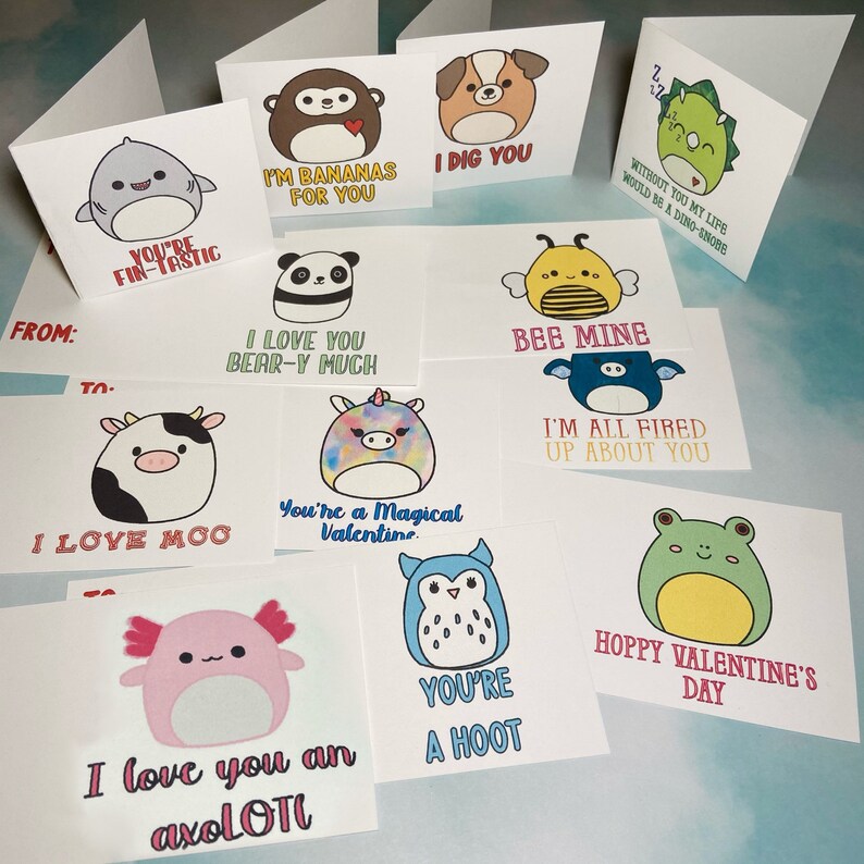DIGITAL Squishmallow Valentine's Day Cards / Squishmallow Etsy