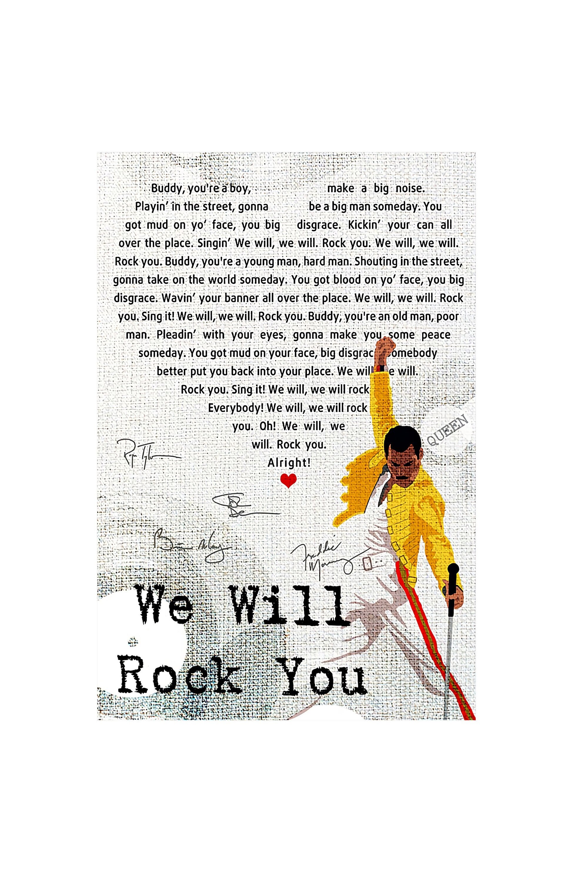 We Will Rock You Lyrics Design File Queen digital file Queen | Etsy