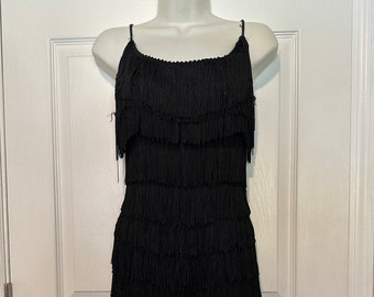 Vintage Black Flapper Dress | Elegant Fringe Dress for production or out with friends