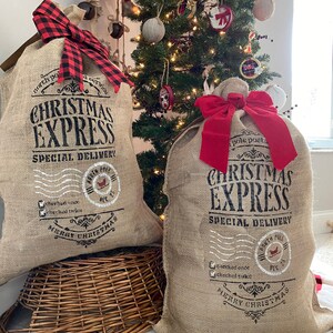 Christmas Express Personalized / Large Santa Sack/  Child, Adult, Christmas Decor/ Christmas gift bag/ oversized burlap sack/ Santa toy bags