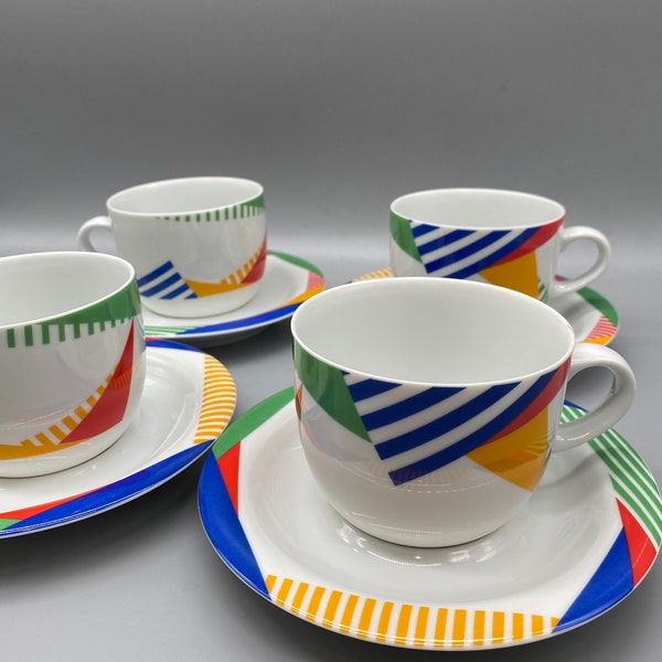 1980s MIKASA Coffee / Tea Mug Set with Matching Sauces| Vintage Serving| MIKASA Set| 80s Themed Home Decor