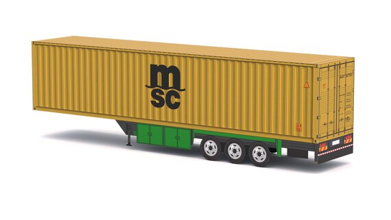 WSI MODELS トレーラー msc Paper Model - Semi Trailer, MSC Container, DIY Printable Paper