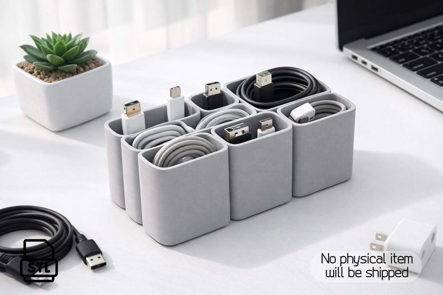 Design Technology Storage Box Desk Cable Organizer STL File for 3D Printing, Modular Tech Storage Box ...