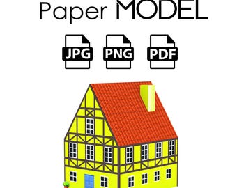 Paper Model - Paperhouse Traditional half-timbered house, european historical building, Fachwerkhäuser, tudor style house, colombage