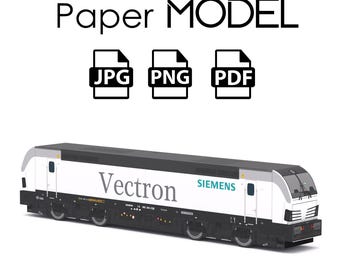 Paper Model - Locomotive Vectron siemens, Train Passenger, DIY Printable Paper Model