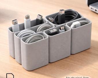 Desk Cable Organizer STL File for 3D Printing, Modular Tech Storage Box, USB Wire Management, Office Desktop Accessory, Digital Download STL