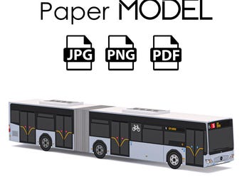 Paper Model - Mercedes Benz Citaro 4 Doors White, City Bus, DIY Printable Paper Model