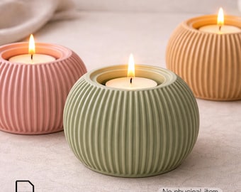 Modern Set Candle Holder 3D Print STL File, Digital Download for 3D Printers, Minimalist Home Decor, Tea Light Holder 3D Model STL