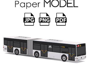 Paper Model - Mercedes Benz Citaro 4 Doors White v2, City Bus, DIY Printable Paper Model