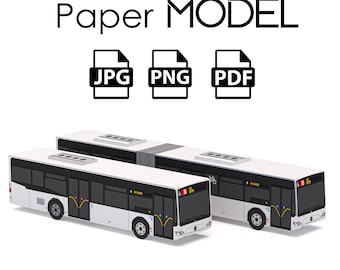 Paper Model - Mercedes Benz Citaro 4 and 2 Doors White, City Bus, DIY Printable Paper Model Set