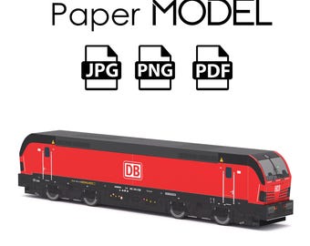 Paper Model - Locomotive Vectron DB, Train Passenger, DIY Printable Paper Model
