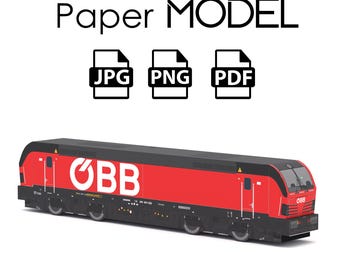 Paper Model - Locomotive Vectron QBB, Train Passenger, DIY Printable Paper Model