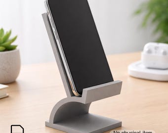 Modern Phone Stand STL File for 3D Printing, Minimalist Smartphone Holder, Desktop Cell Phone Dock, Office Accessory, Digital Download STL