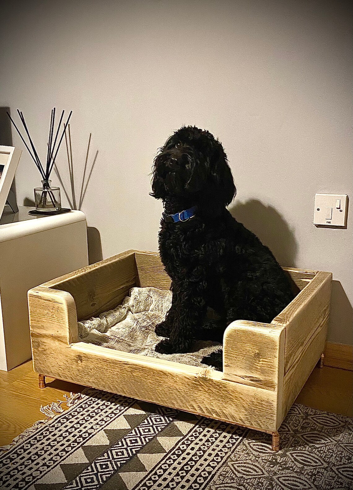Hand made rustic wooden dog bed Etsy