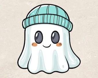 Fantôme mignon portant bonnet Png, fantôme png, clipart Halloween, téléchargement numérique automne mignon, Kawaii fantôme Png, chapeau mignon fantôme Png, fantôme tendance