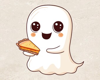 Lindo fantasma de pastel de calabaza PNG, fantasma de calabaza con especias, descarga digital, Halloween Png, clipart de fantasma acogedor, pastel de otoño Png, fantasma de acción de gracias png