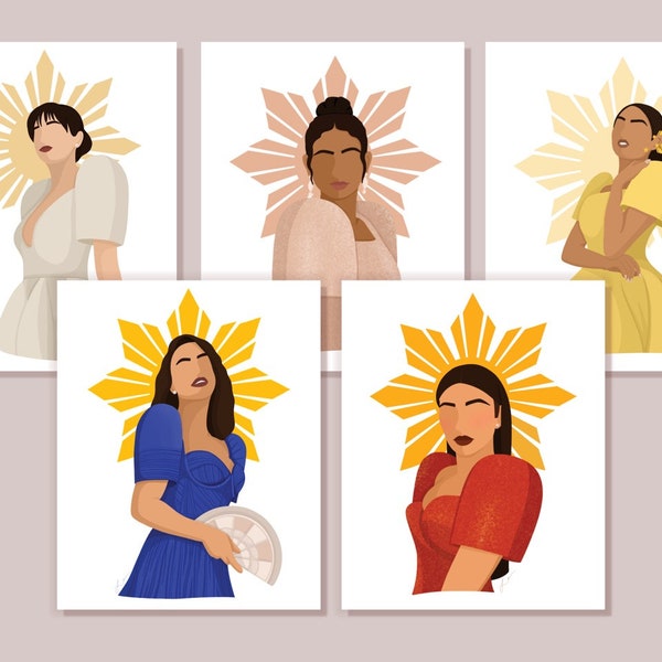 Set of Filipina Queens Digital Download - Filipina Illustration Design, Filipino Wall Art, Philippines Print, Filipinx Culture, Pinoy, Pinay