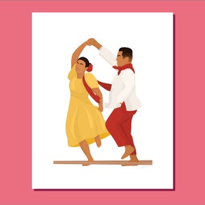 Tinikling Dancers Digital Download - Filipina Illustration Design, Filipino Wall Art, Philippines Print, Filipinx Culture, Pinoy, Pinay
