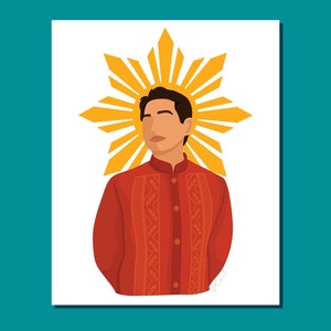 Red Filipino King Digital Download - Barong Illustration Design, Filipina Wall Art Print, Philippines Print, Filipinx Culture