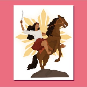 Filipina Warrior Digital Download - Filipina Illustration Design, Filipino Wall Art, Philippines Print, Filipinx Culture, Pinoy, Pinay