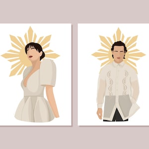 White Filipino Royals Digital Download - Filipina Illustration Design, Filipino Wall Art, Philippines Print, Filipinx Culture