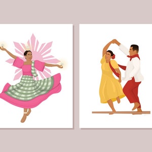 Set of Dancers Digital Download - Filipina Illustration Design, Filipino Wall Art, Philippines Print, Filipinx Culture, Pinoy, Pinay
