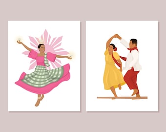 Set of Dancers Digital Download - Filipina Illustration Design, Filipino Wall Art, Philippines Print, Filipinx Culture, Pinoy, Pinay