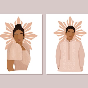 Pink Filipino Royals Digital Download - Filipina Illustration Design, Filipino Wall Art, Philippines Print, Filipinx Culture