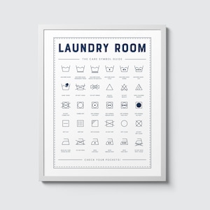 Laundry Room Care Sign | Care Symbol Guide | Wall Decor | ART PRINT | No Frame
