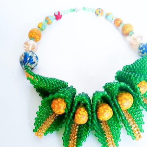 African hand-made beaded jewelry set- Nigerian bridesmaid and wedding necklace- Kente beaded accessory- Gift for her- Bohemian jewelry