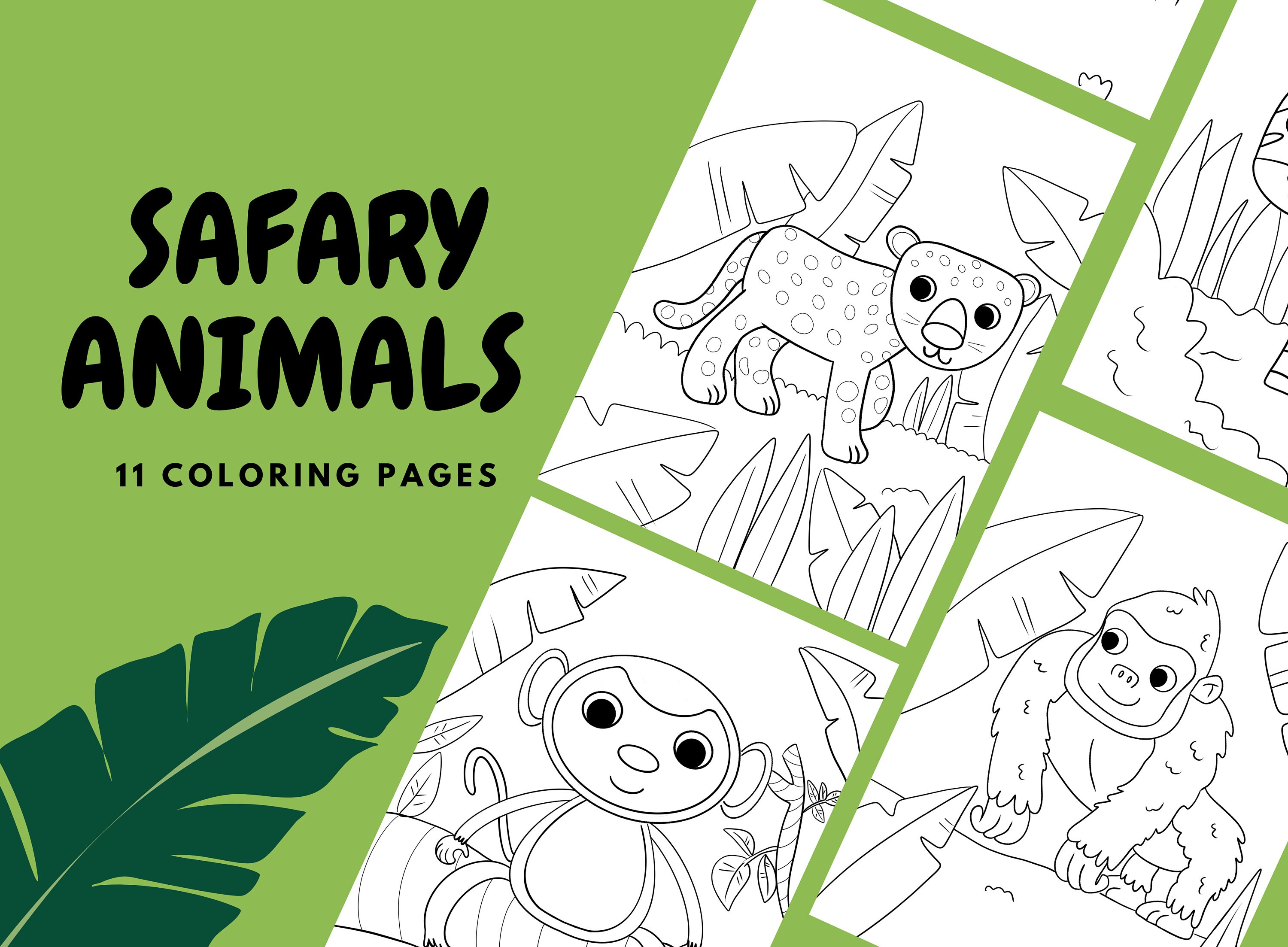 Coloring Pages for Kids Printable, Safari Animals, for Kids Ages 1-6 ...