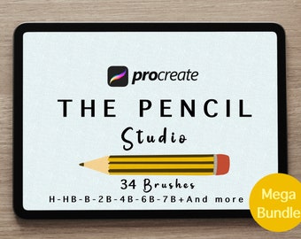 The pencil studio Procreate Brush Set | 34 set of brushes for procreate| Seamless strokes | pencil Grain Texture