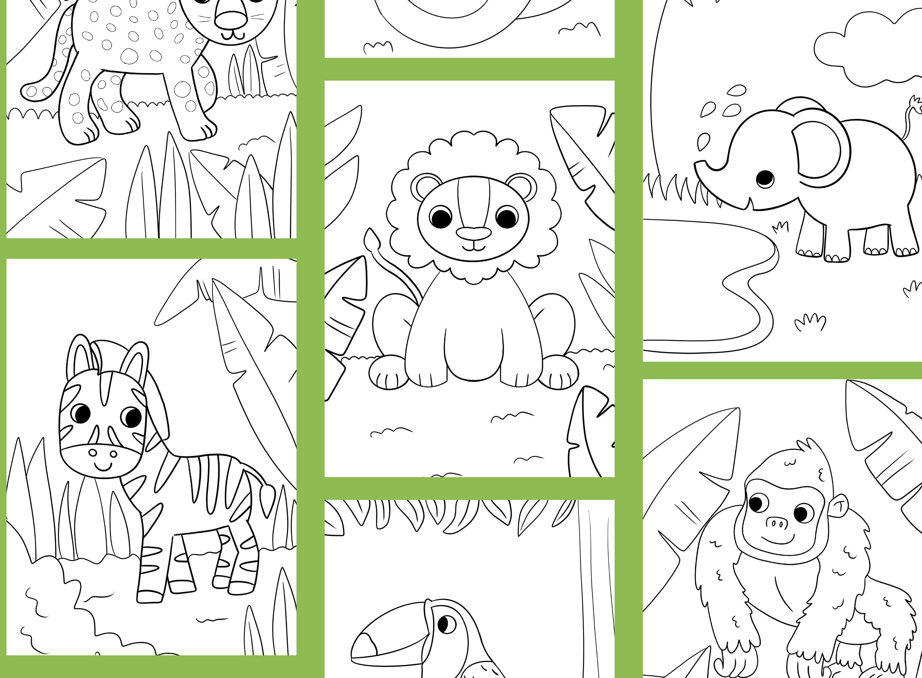 Coloring Pages for Kids Printable, Safari Animals, for Kids Ages 1-6 ...