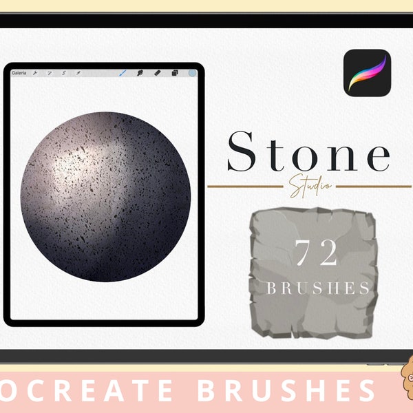 Stone Procreate Brush Set kit for Procreate | 72 set of brushes for procreate| Seamless Brushes | stone Grain Texture |bulk procreate brush