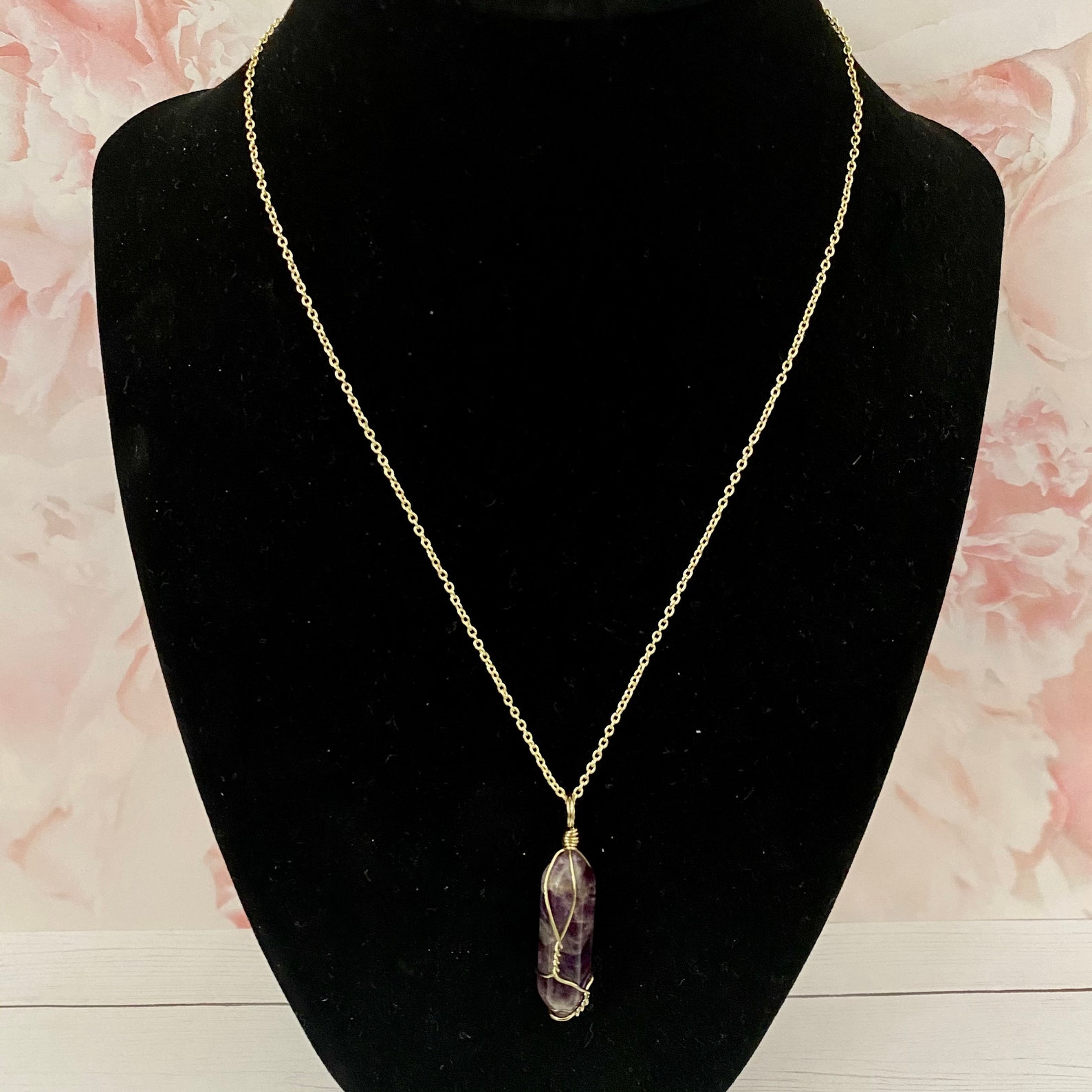 Amethyst Crystal Pendant Necklace Etsy