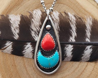Rosarita & Turquoise Moon Pendant