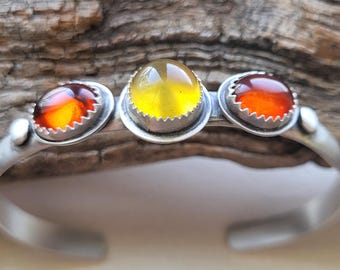 Amber & Sterling Cuff Bracelet
