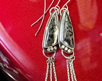 Silver Ore & Fringe Earrings