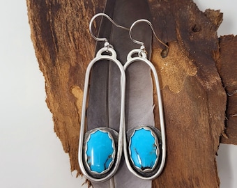 Turquoise & Sterling Long Drop Earrings