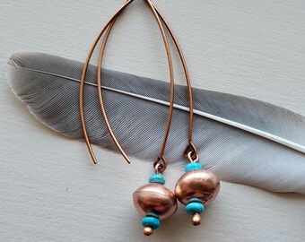 Copper Single Bead Statement Earrings