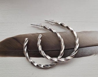 Sterling Silver Twist Hoops