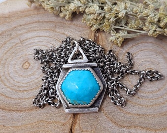 Turquoise High Dome Hexagon Pendant