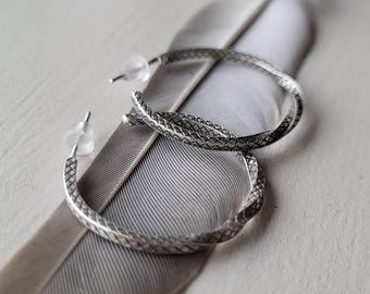 Sterling Silver Patterned Twist Hoops