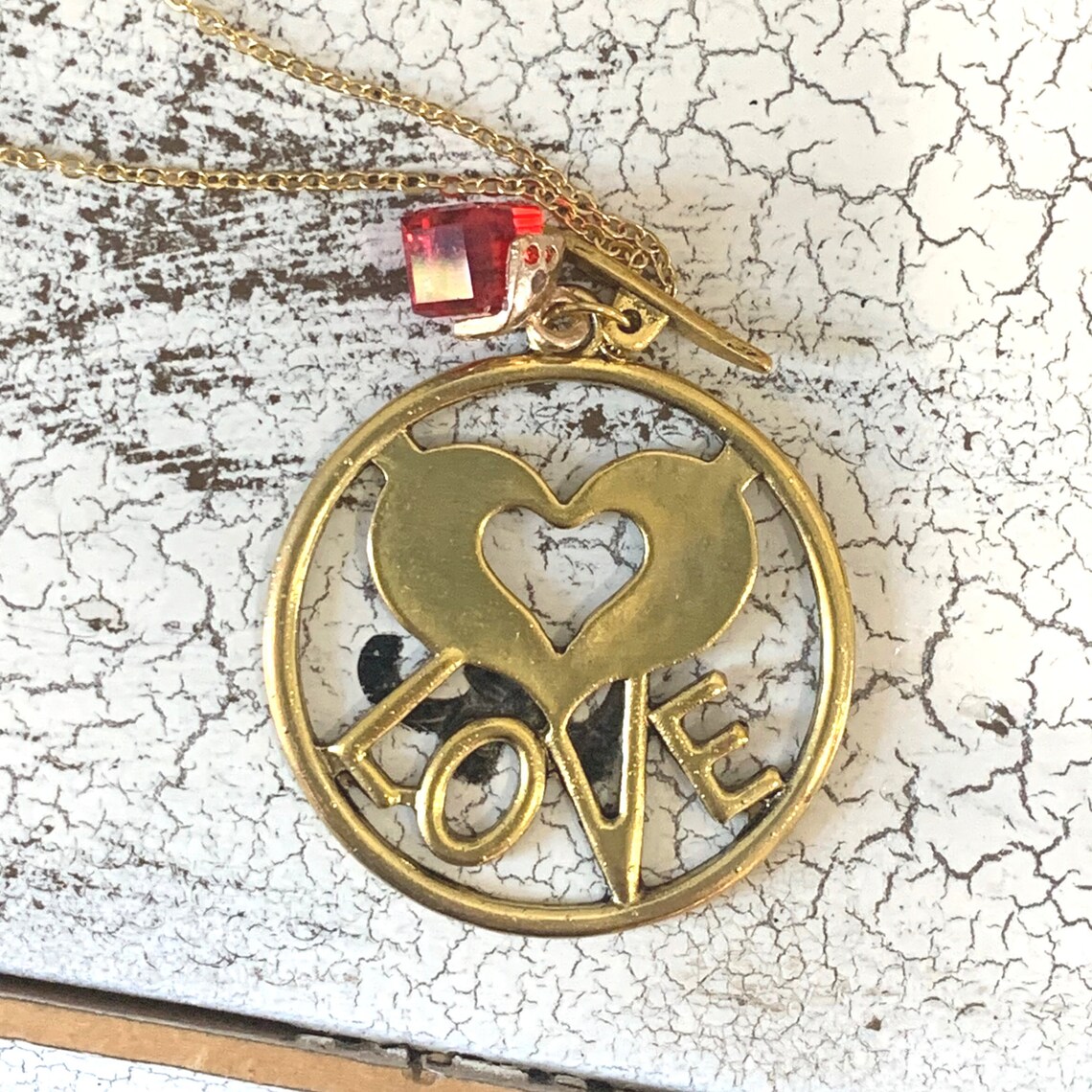 Collar de la cadena de oro delgada con 3 encantos amor corazón Etsy