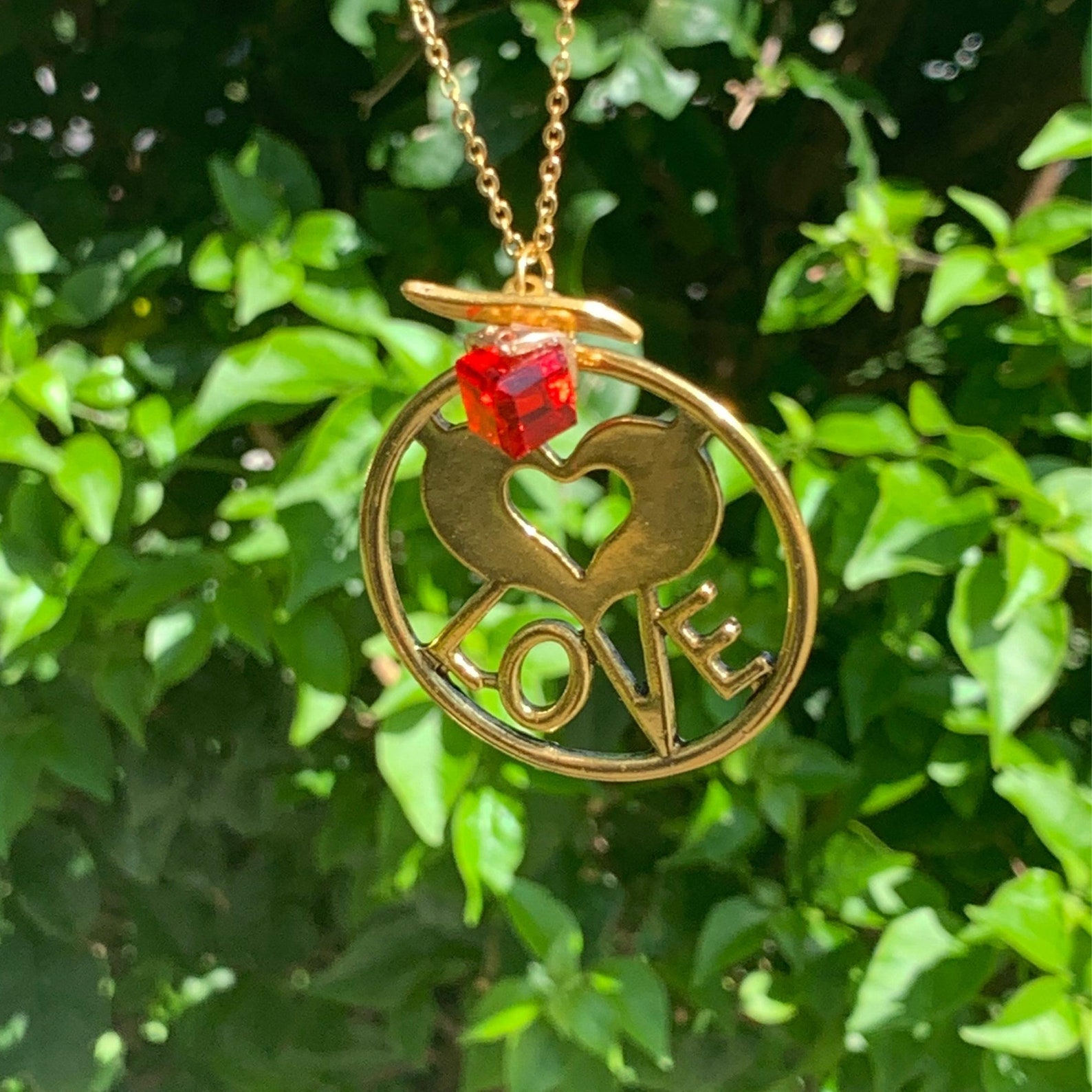 Collar de la cadena de oro delgada con 3 encantos amor corazón Etsy