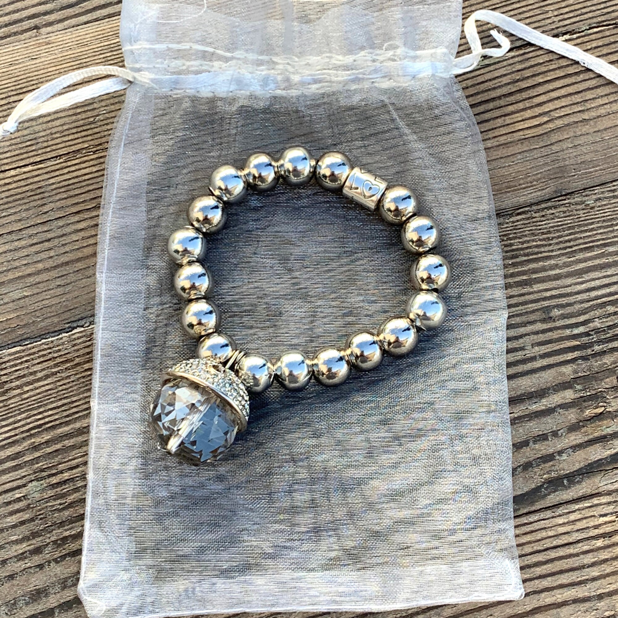 STUNNING Silver Ball Beaded Bracelet with Crystal Stone Capped Etsy